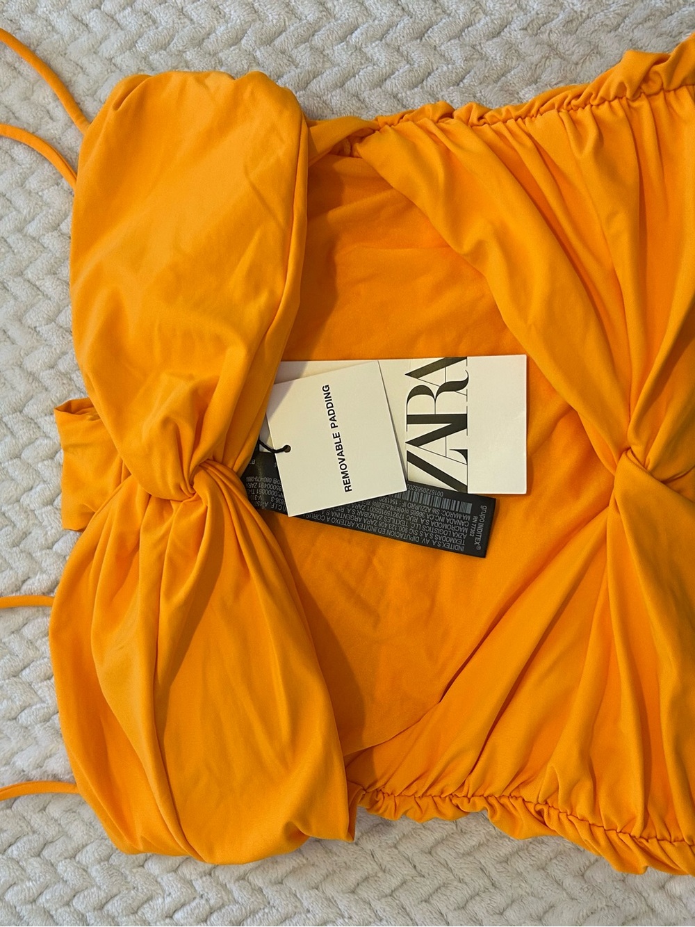 Zara Orange Knot-Detail Crop Top